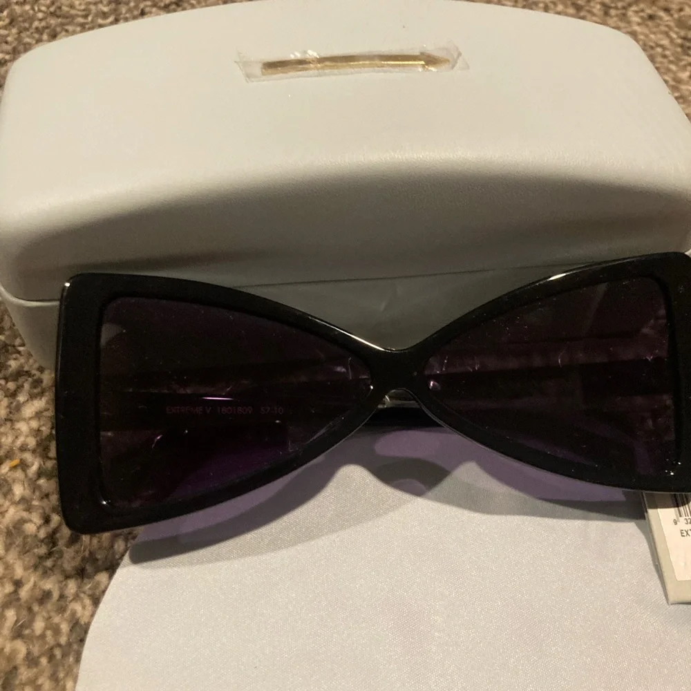 Karen Walker Black Cat-Eye Triangular Sunglasses